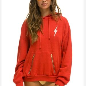 Aviator Nation Red Hoodie with Lightning Bolt